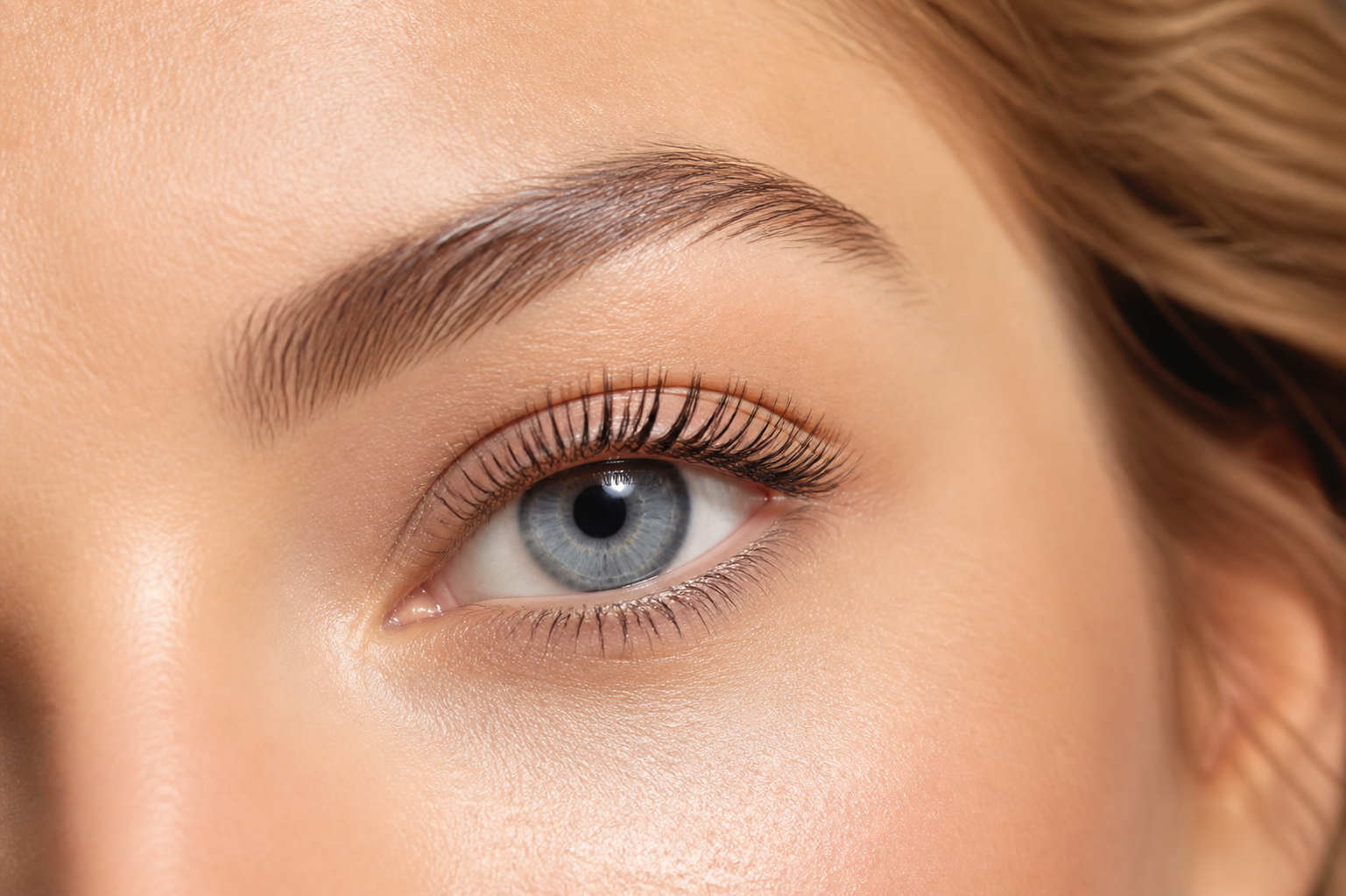 Natürlich geliftete und gefärbte Wimpern